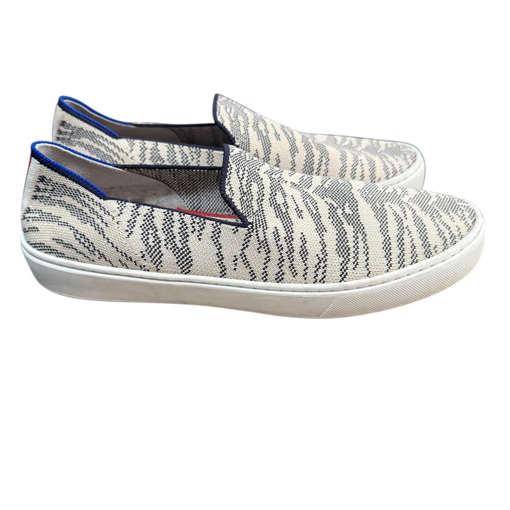 Rothys The Original Slip On‎ City Sneakers Maritime Blue Tiger Print Retired 10
